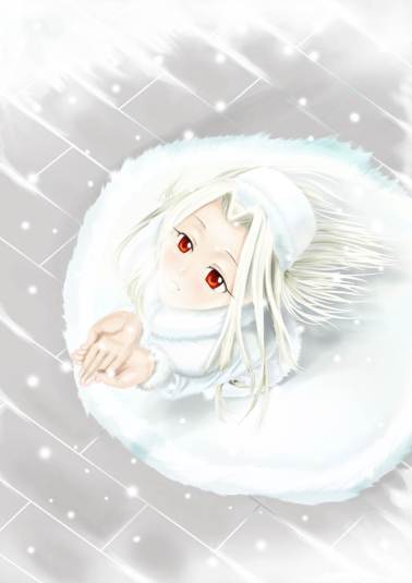 白发萝莉娘亲|ccjn复健修炼中的冬天下雪插画图片